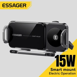 Essager 15W Car Wireless Charger Dual Coil One-Touch Rotatable Car Phone Holder For Samsung Galaxy Z Fold6 5 4 Flip 6 5 4 iPhone