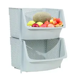 Kitchen Organizer Shelf 2 Tier Fruit Basket For Kitchen Vegetable Rack Stackable Kitchenware kitchen storage & organization