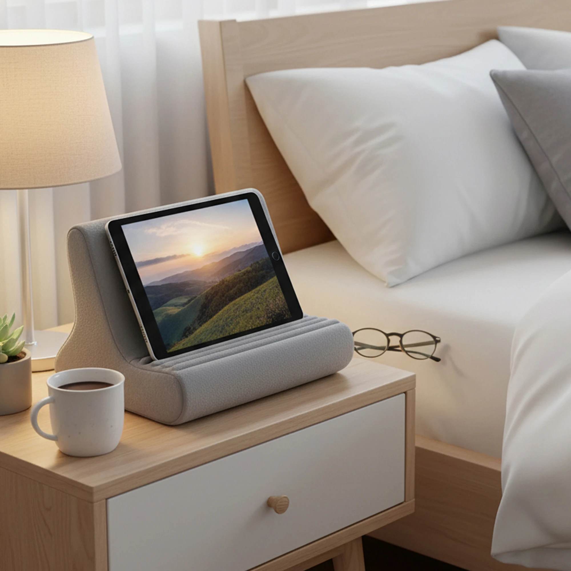 

Портативная подставка-подушка для планшета с мягкой подушкой для использования на коленях, регулируемый держатель для телефона с 3 углами обзора для дома и офиса