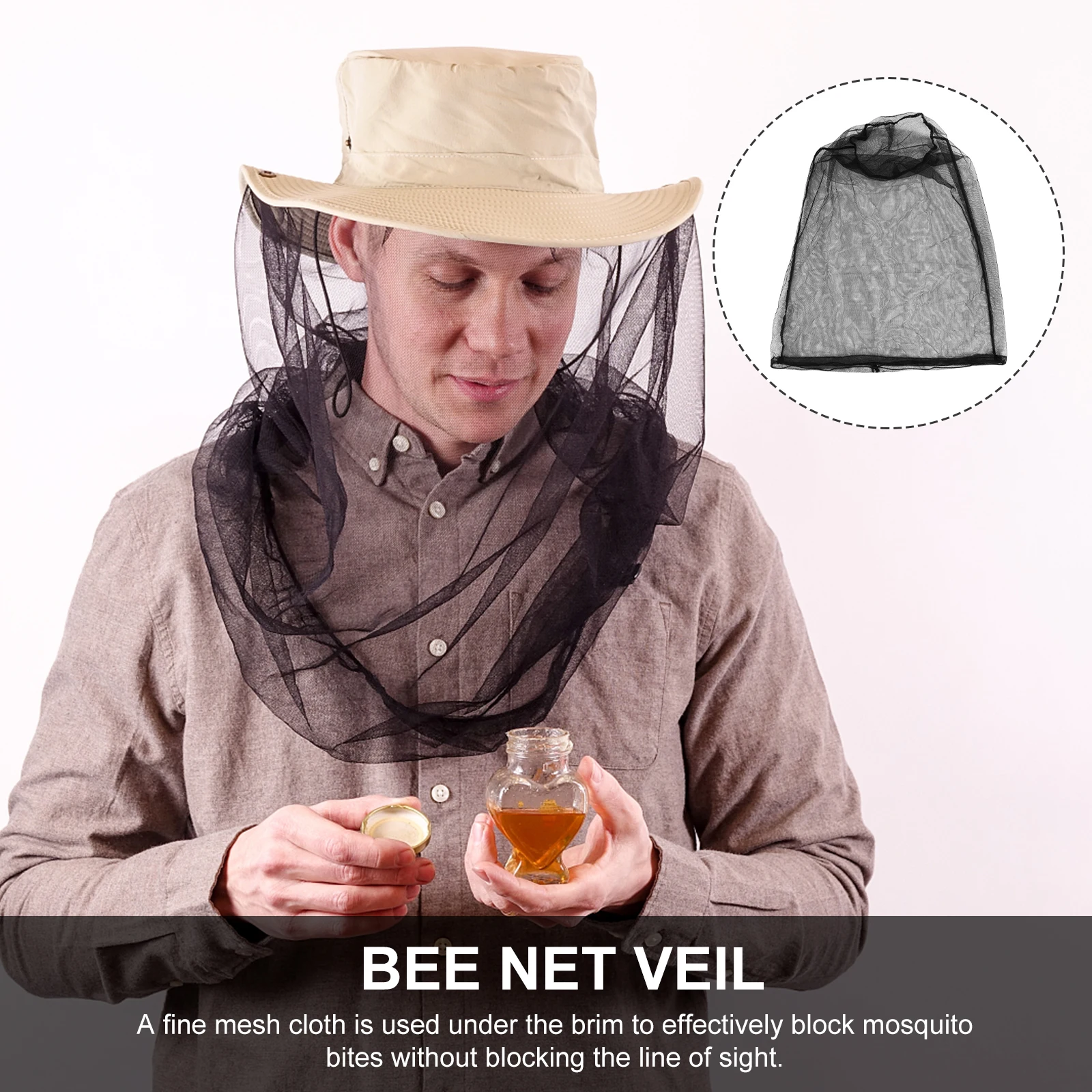 

Mosquito-proof Bee Net Hat Wide Round Brim Protective Cap Polyester Mesh Garden Outdoor Jungle Bug Full Coverage Foldable Travel