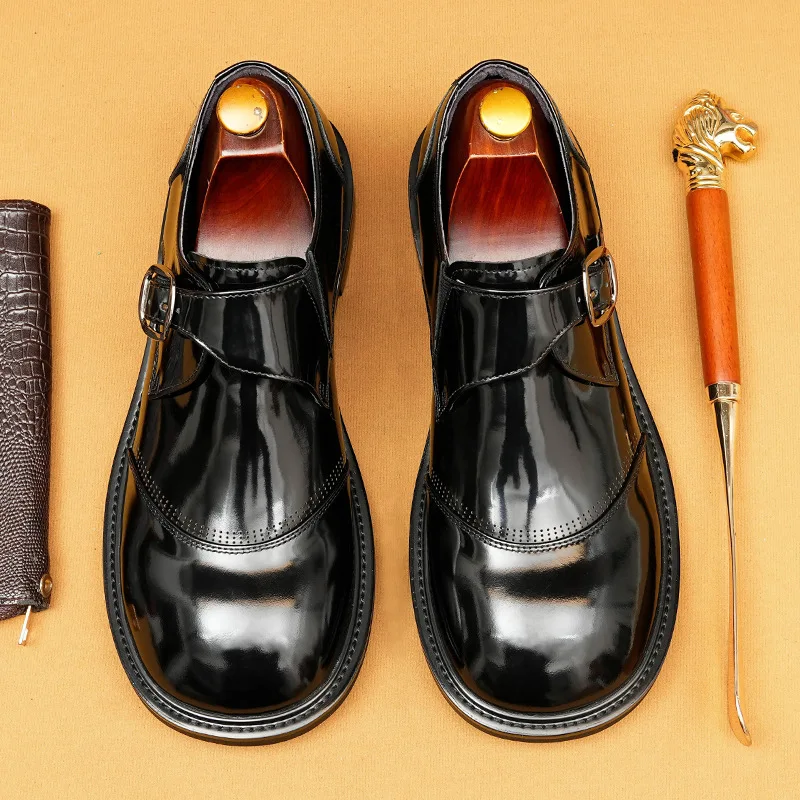 

Men'S Genuine Leather Vintage High Quality Shoes Luxury Wedding Formal Dress Classic Elegant Italian Black Loafers