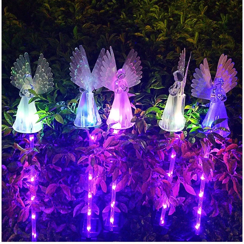 1 Solar Outdoor Lawn Lights Christmas Decoration Street Lights Garden Lights Outdoor Waterproof Garden Fibre Optic Angel Ground