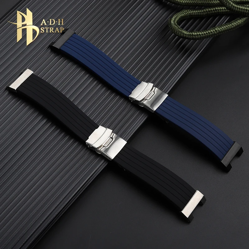 Modified Concave Silicone Watch Strap For Casio G-shock MTG-B2000 Men's Watchband Waterproof Black Blue Bracelet