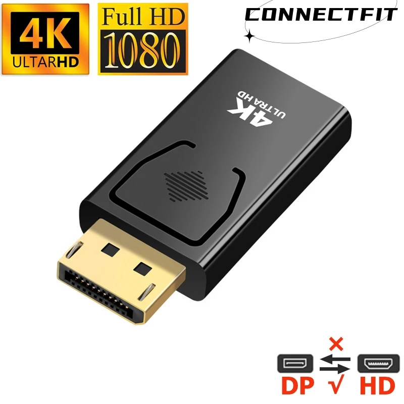 Adaptador DisplayPort compatible con 4K a HD, convertidor de puerto de pantalla 1080P macho DP a hembra, Cable de TV HD, adaptable a vídeo para PC,