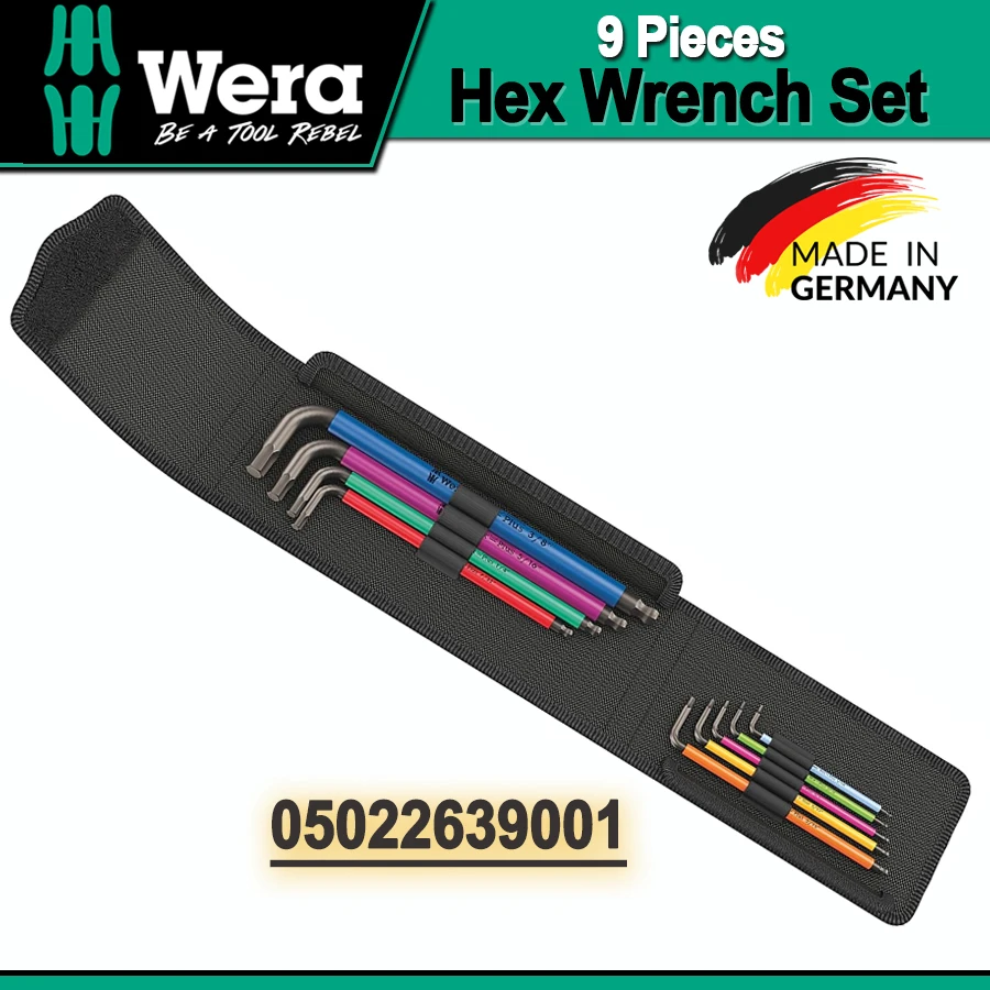 

Wera 9 Pieces 950/9 Hex-Plus Multicolour Imperial L-key Set for Hexagonal Socket Screws Hex Wrench NO.05022639001