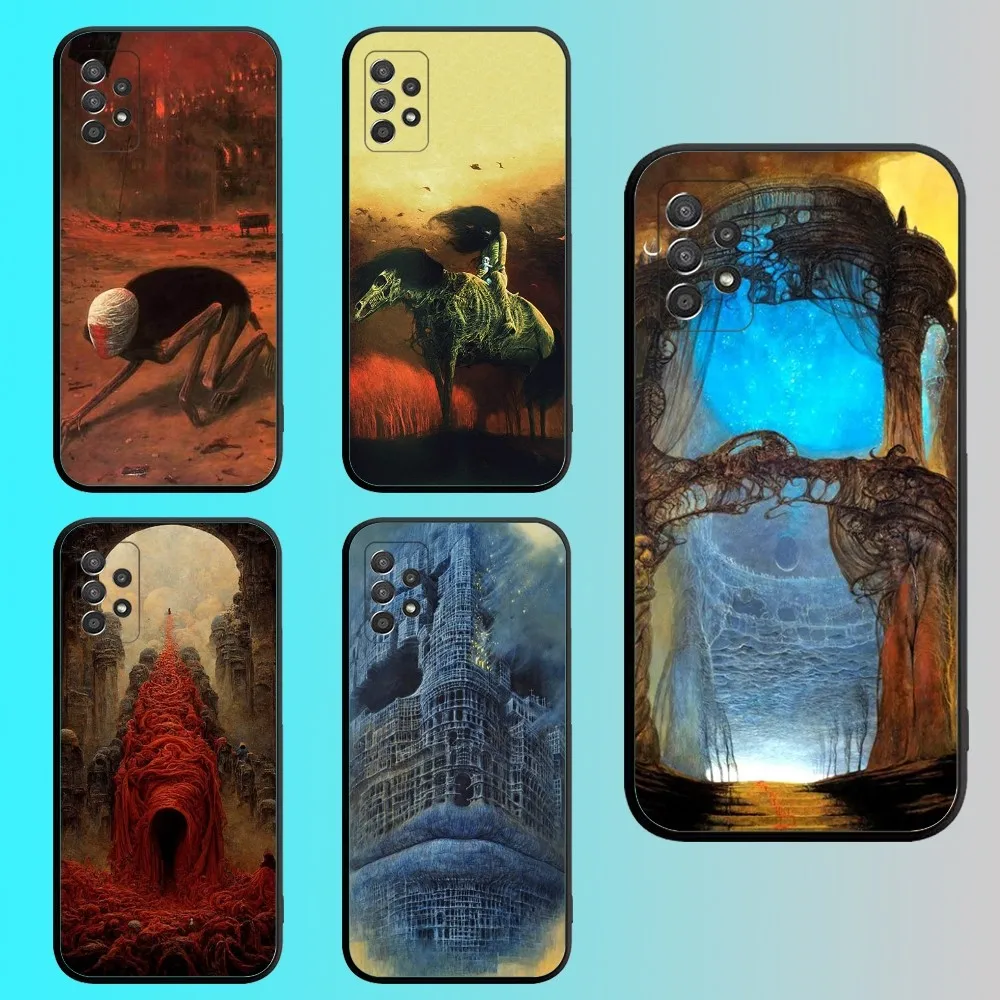 

Zdzislaw Beksinski Art paintings Phone Case For Samsung S 25,24,21,22,23,30,20,Ultra,Plus,Fe,Lite,Note,10,9,5G Black Soft