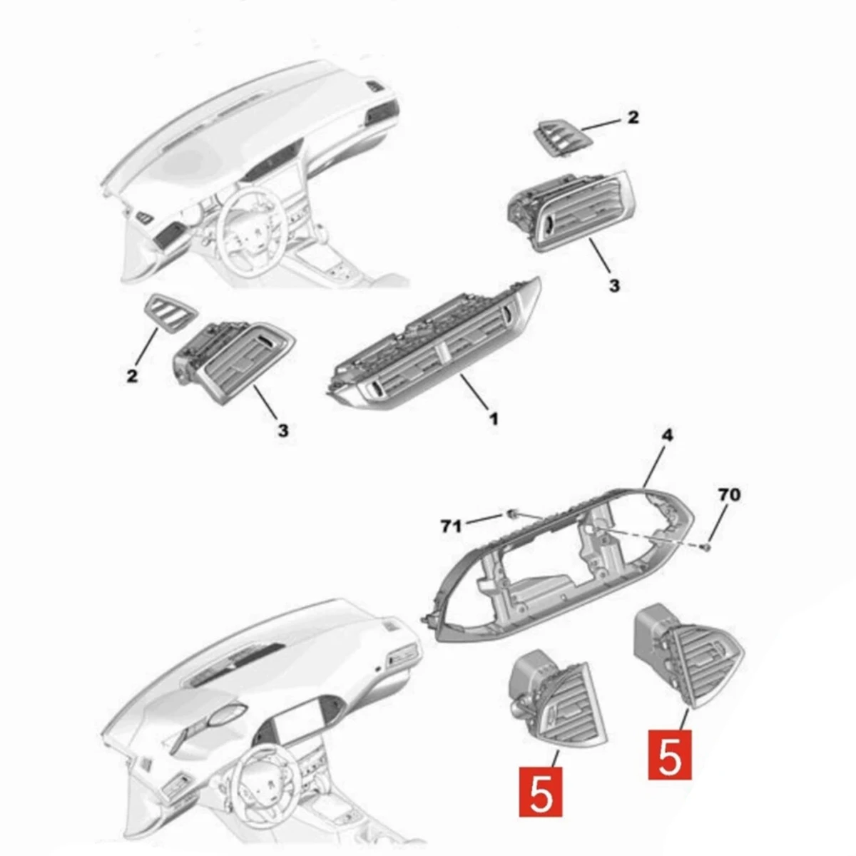 

Rare Car Instrument Panel Air Conditioner Outlet For 308 308S 408