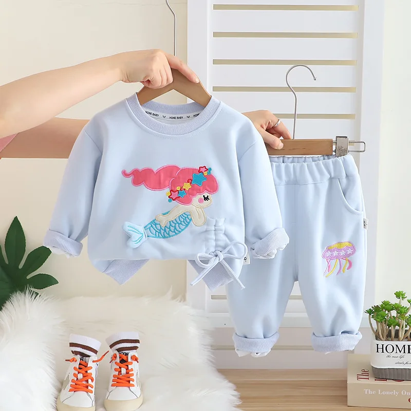 

New Spring Autumn Baby Girls Clothes Suit Children Cartoon Long Sleeved T-Shirt Pants 2Pcs/Sets Infant Costume Kids Tracksuits