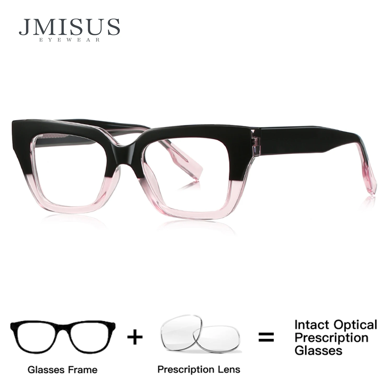 

JMISUS Japanese Square Prescription Glasses Spring Leg Myopia Eyewear Ultralight TR90 Optical Eyeglasses for Women Men