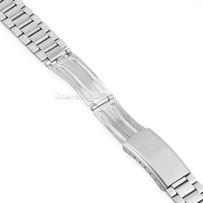 12mm 14mm 18mm 20mm satynowy pasek ze stali nierdzewnej składana bransoletka z klamrą metalowa uniwersalna opaska na nadgarstek srebrne złoto dla kobiet mężczyzn Watchband