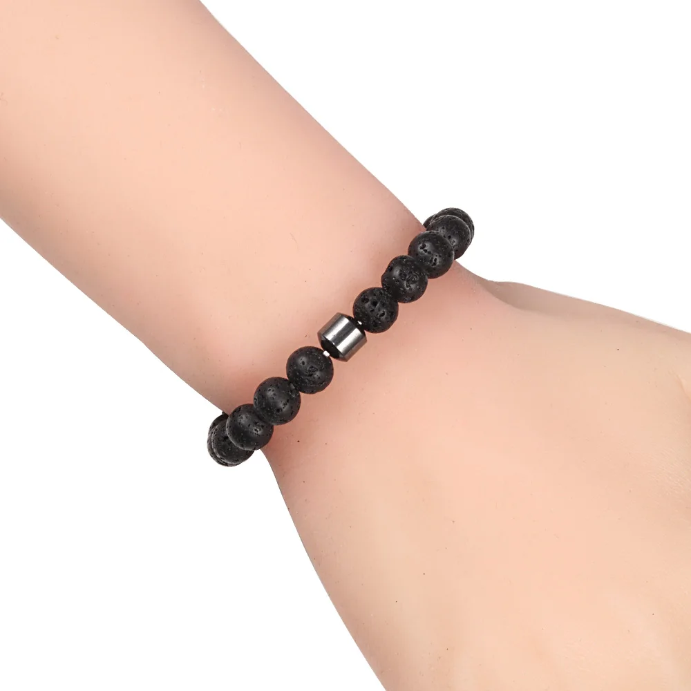 Fashion 8mm Natural Lava Stone Bracelet Distance Black Bead Irregular Bangle Women Men Meditation Yoga Jewelry Gift Dropshipping