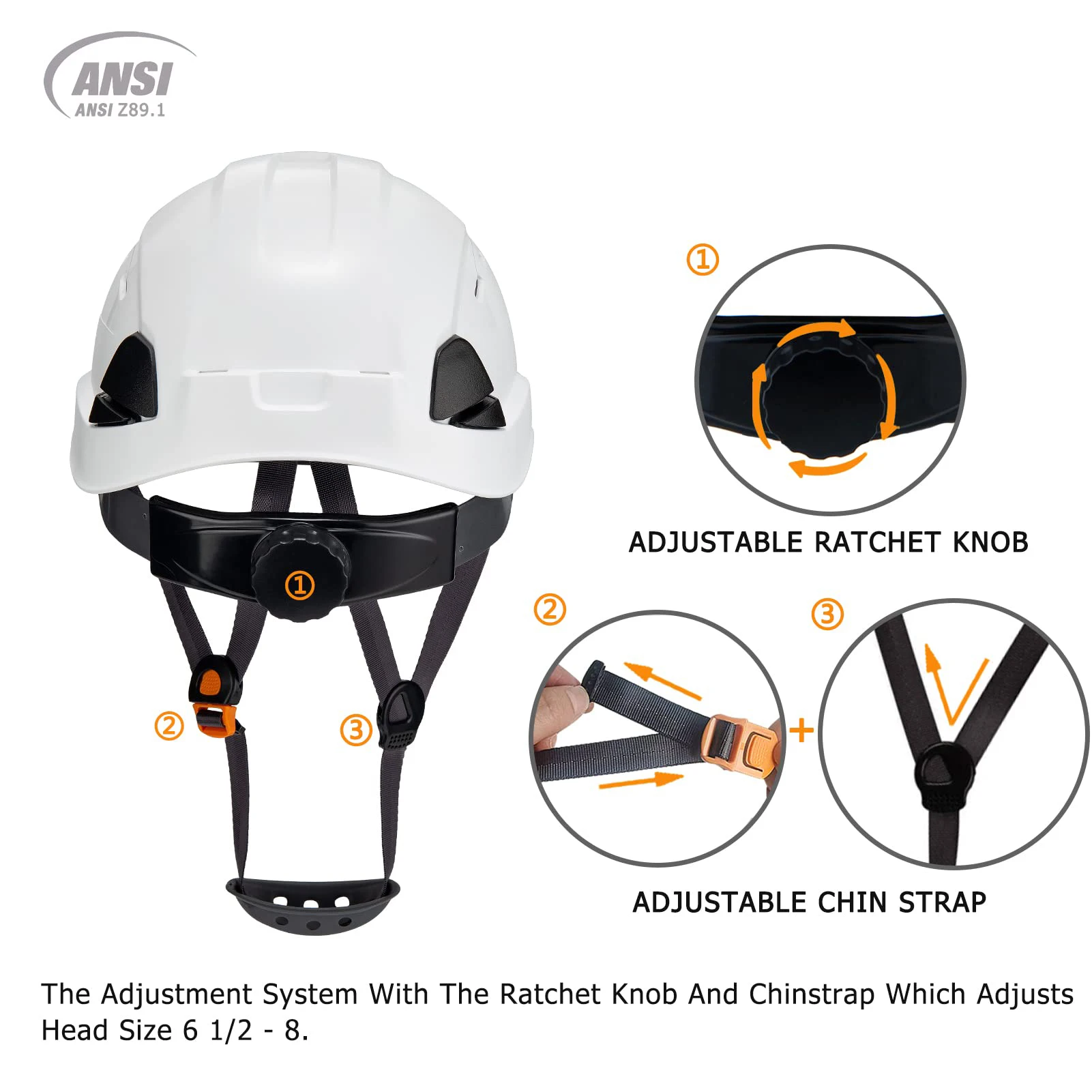 Safety Hard Hat ANSI Z89.1 Approved Vented Safety Helmet,6-Point Ratchet Suspension, Perfect for Construction Work