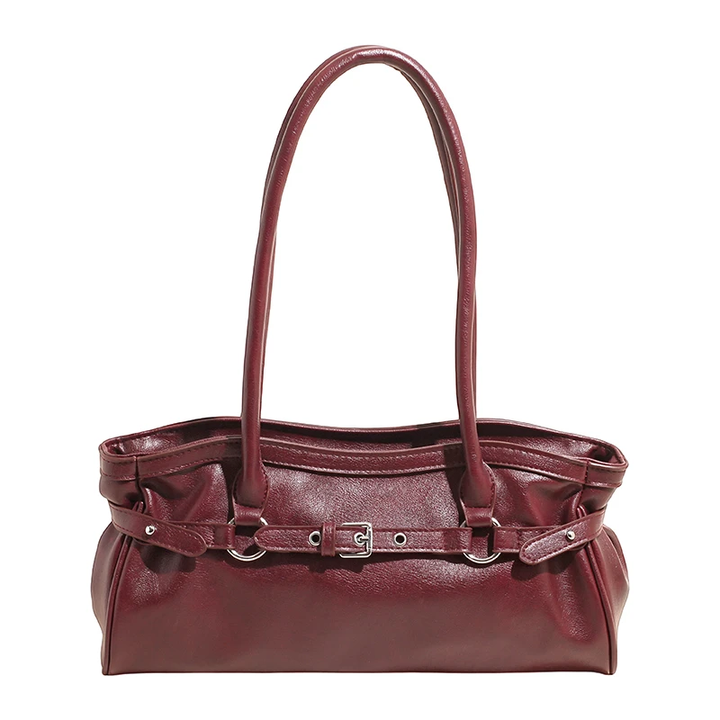 

Женская кожаная сумка подмышки в мотоциклетном стиле, крутая и ретро-сумка на одно плечо 2025 года, большая сумка с верхней ручкой для работы