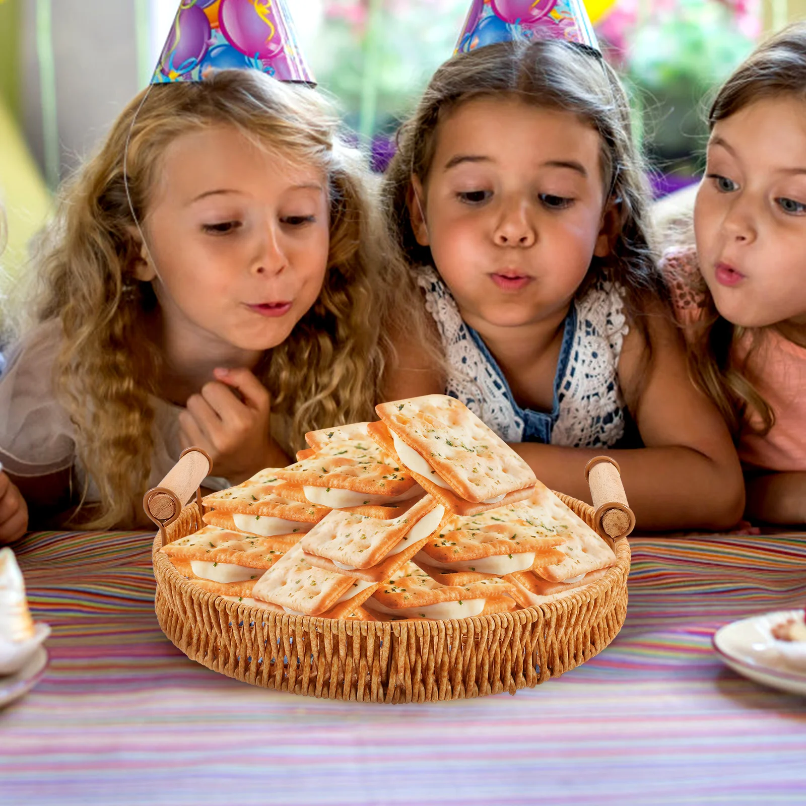 

Imitation Rattan Fruits Container 24 5x4cm Woven Basket Storage Home Kitchen Party Serving Household Bread Fruit