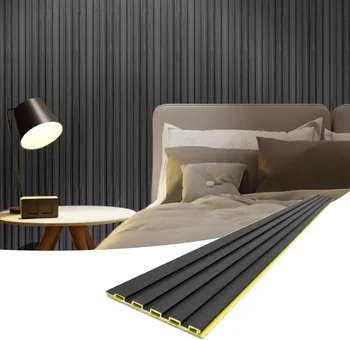 3D 방음 WPC 슬랫 벽 패널 인테리어 외부 장식 오크 8 팩 96x6 인치 TV 배경 키트, 쉬운 설치 친환경 안전