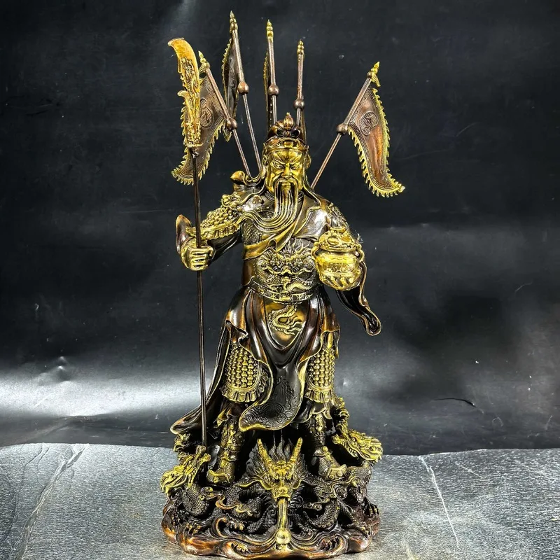 Bronze Kung Fu Statue of Guan Gong with sword, for home and office decoration, available for live streaming and delivery