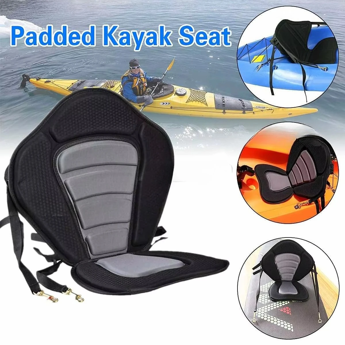 Kayak Seat Padded Adjustable Backrest Canoe for Fishing Boat Non Slip Rest Support Soft Cushion Inflatable Boat Backrest