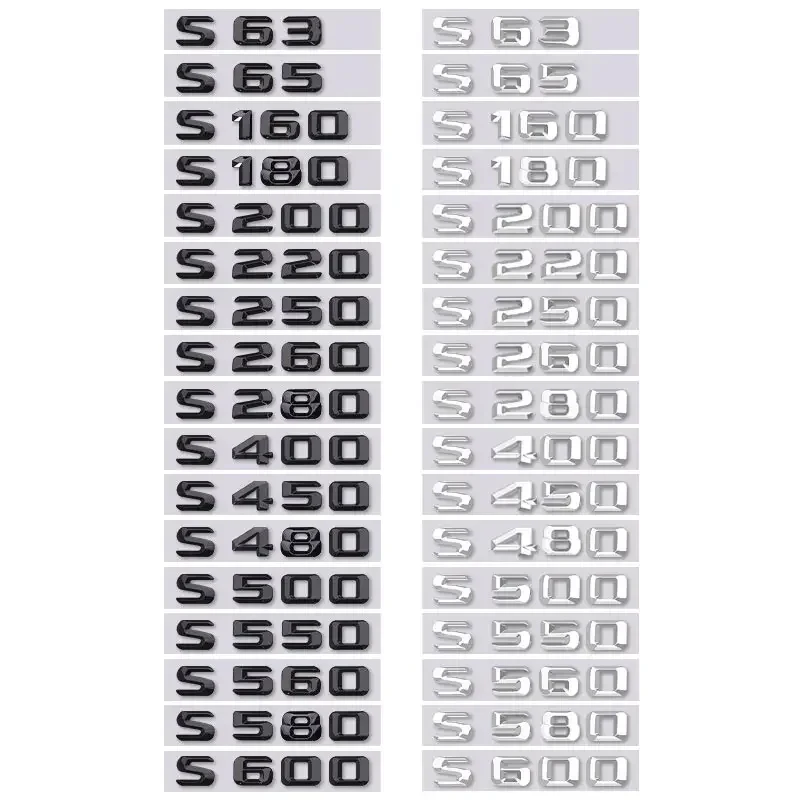 car stickers S63 65 160 S220 250 S480 S550 S600 letter logo for mercedes benz S class refit rear boot displacement trunk label