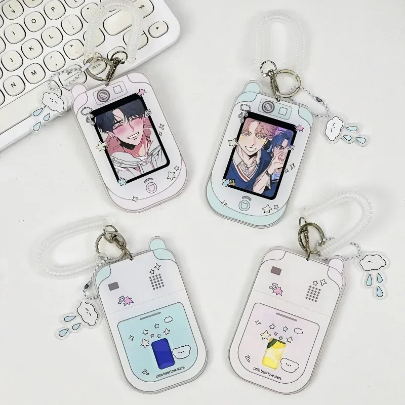 Kawaii 3 inch Acrylic Mobile Shape Kpop Photocard Holder Photo Card Holder Bag Pendant School Stationery