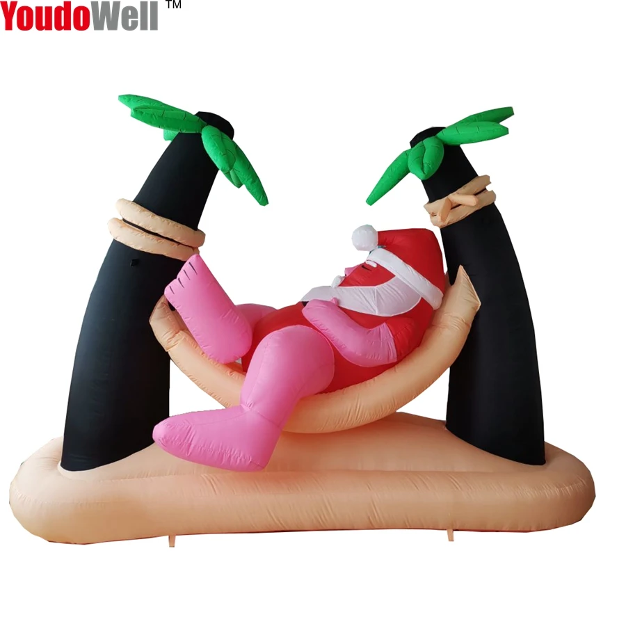 

Inflatable, Santa Claus Lying In Hammock, Seaside Vacation, Coconut Tree Hammock, Decoration