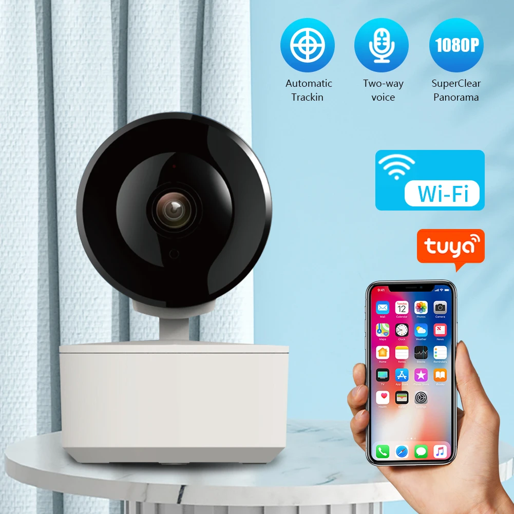 Tuya Smart WiFi IP Camera 1080P protezione di sicurezza monitoraggio automatico rilevamento del movimento citofono vocale Baby Monitor per interni