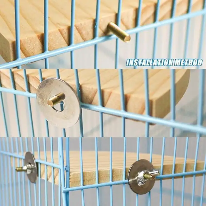 Natural Pine Wood Bird Perch Platforms Cute Unique Shapes Sturdy Fixation For Small Parrots Cockatiels Cage Use