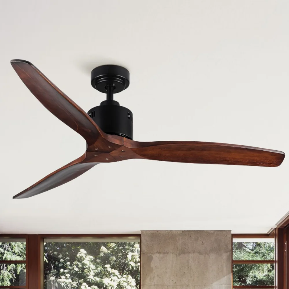 52 Antique Brown Ceiling Fan Without Light with Remote Control, Cooling Appliances, Electric Fans