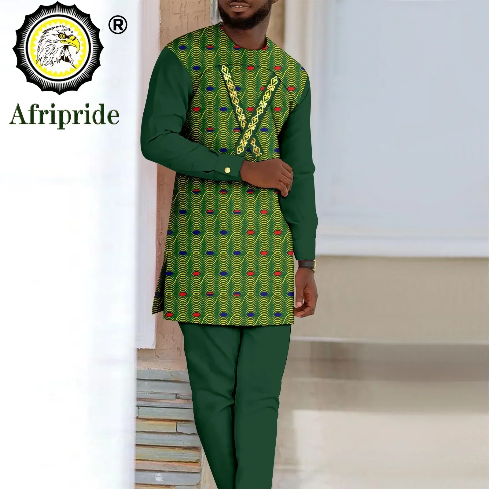 African Suits for Men Embroidered Shirts and Pants 2 Piece Set African Clothes Dashiki Tracksuit Plus Size Outfits A2316035