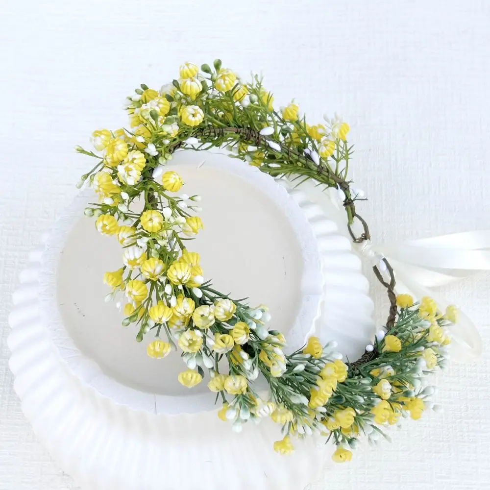Sweet Simulated Flower Floral Headband Boho Style Garland Wedding Headpiece Korean Style Hairband Bridal Wreaths Wedding