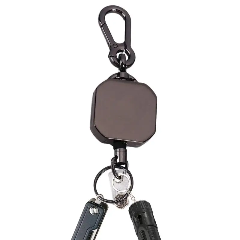 Retractable Keychain Key Holders Keychains Key Holders Keychains Retractable Badge Reel Carabiner Portable Heavy Duty Keychain