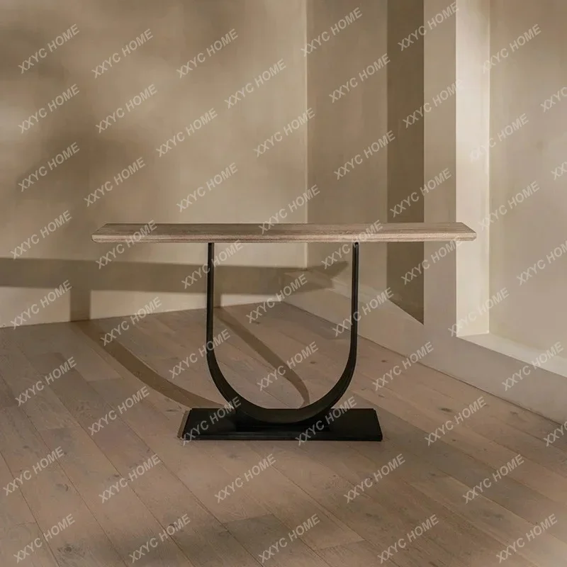 

Solid wood entrance table light luxury retro home against the wall entrance table hotel decoration table