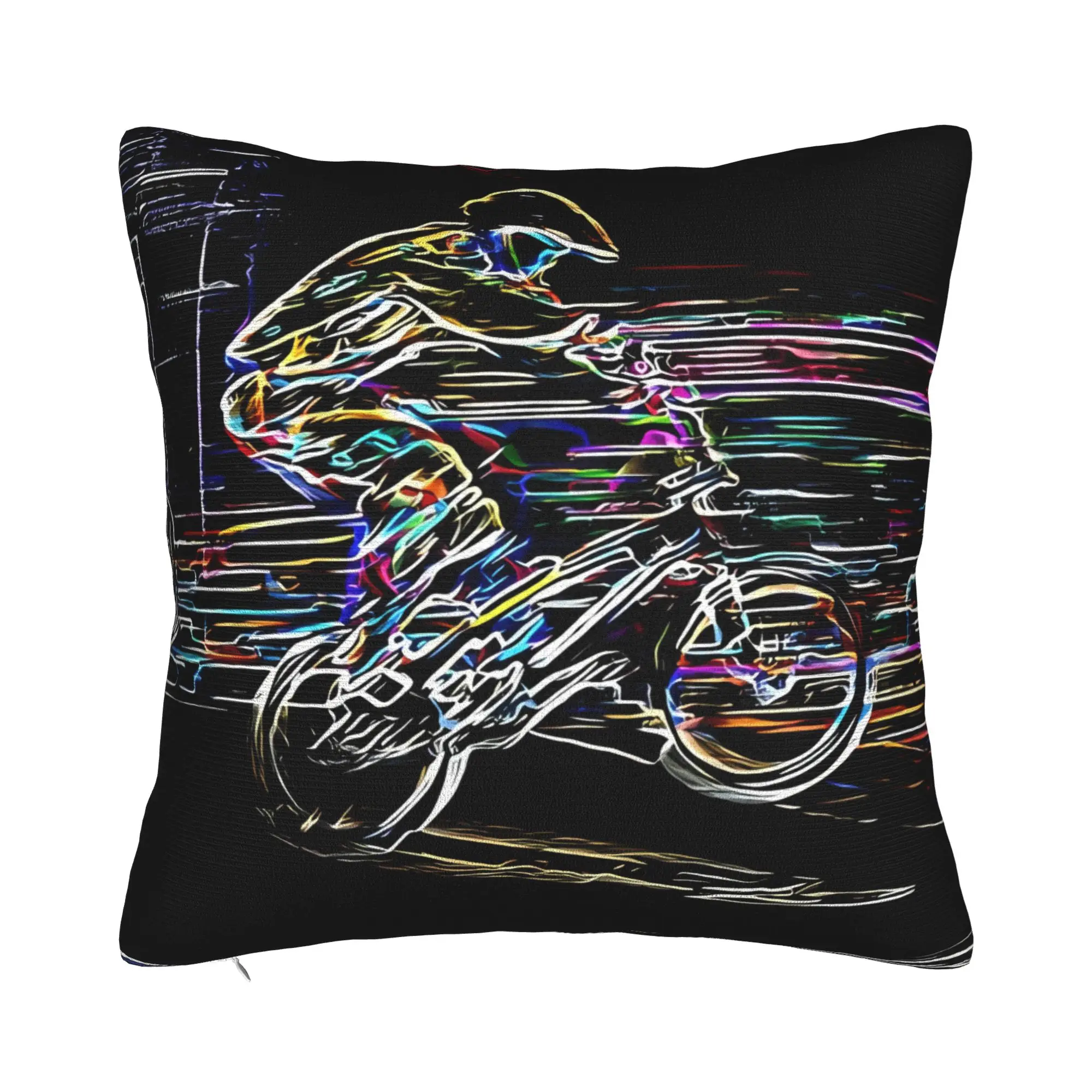 Bmx1 Winter Holiday Farmhouse Home Deco BMX Racing Pillow Cover Zipper Closure