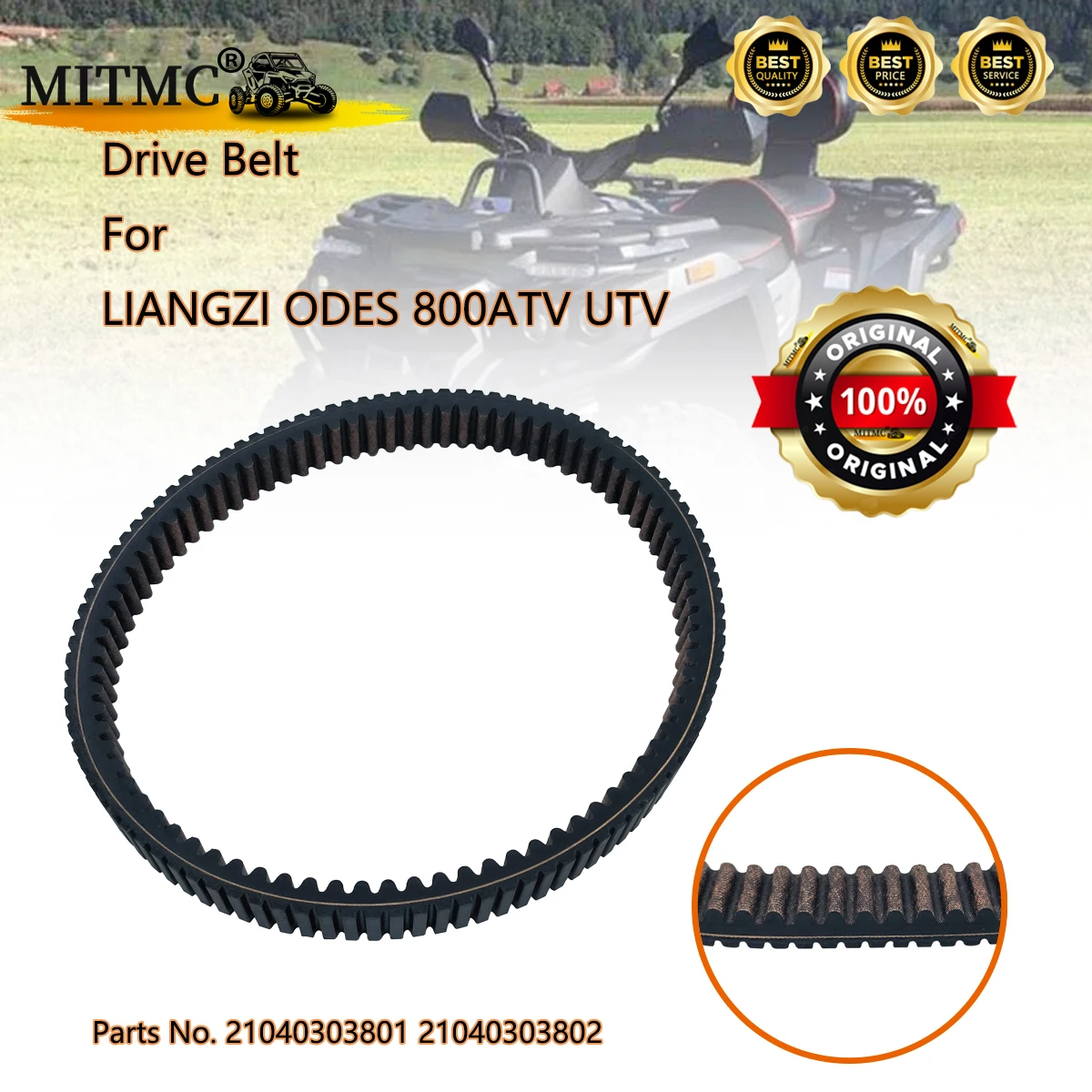 

Оригинальный приводной ремень CVT MITMC для квадроциклов и UTV LIANGZI ODES 800, артикул: [номер детали] 21040303801 21040303802 SQ52-2188-C