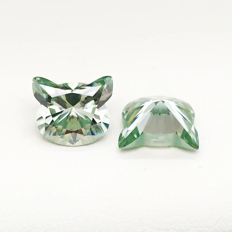 Natural Color White Champagne Green Cat Shape Moissanite Stone VVS1 Lab Diamond Tester  Jewelry Making
