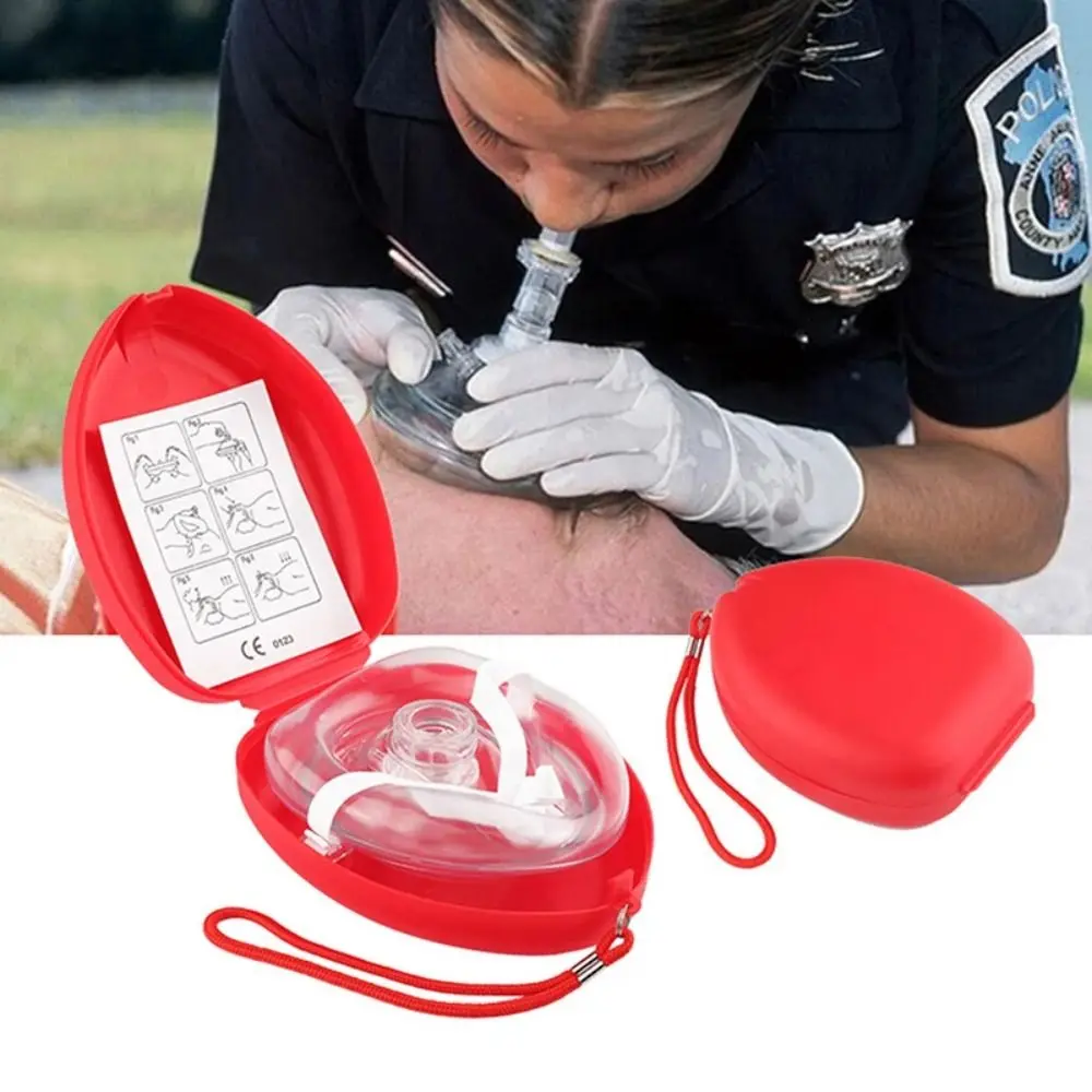 Reuseable CPR Breathing Mask Breathing Mask One-way Valve Tools Artificial Respiration Mask Professional Red Cpr Rescue