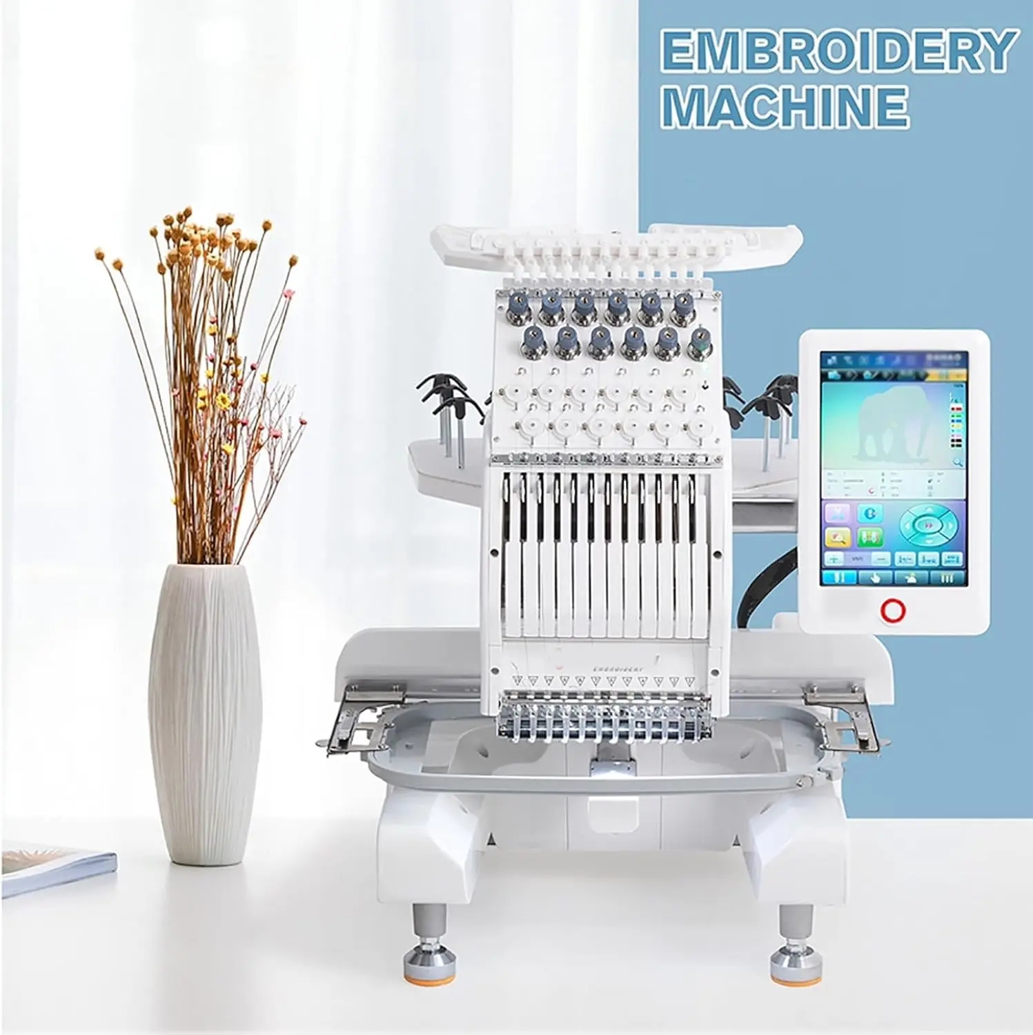 12針刺繍機、シングルヘッドコンピュータ刺繍機、帽子や衣類の刺繍に