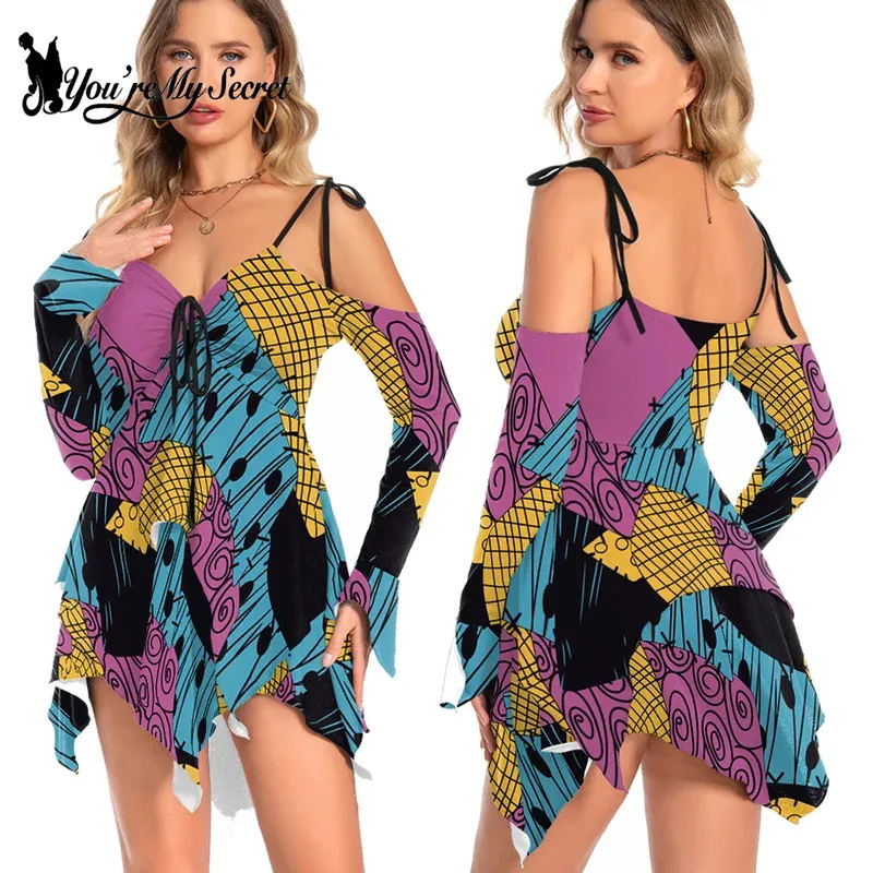 Sky02 [أنت سري] فستان بدون أكمام لحفلات الهالوين ليلة قبل عيد الميلاد كابوس سالي أنيمي المهرج تأثيري Co88Li