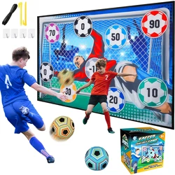 Soccer Ball Game Set for Kids Indoor Outdoor Backyard Toss Soccer Goal Game with Velcro Balls Foldable Flannel Goals Toddlers