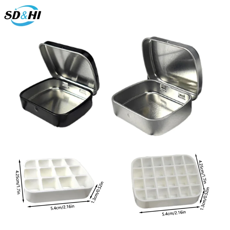 

Portable Empty Watercolor Tin Box 12/24 Grids Mini Watercolor Paint Palette Travel Painting Paint Tray Art Supplies