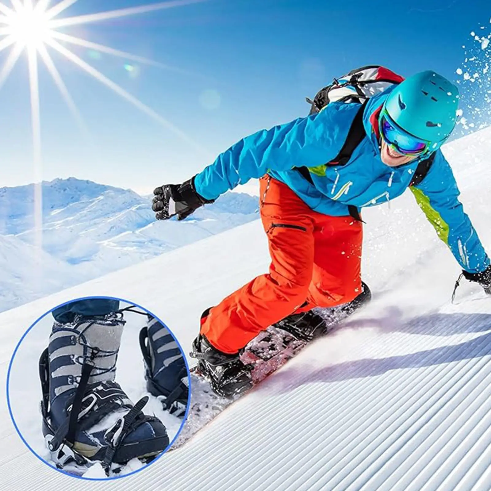 2pcs Ski Snowboard Leashes Safety Cord with Buckle Replacement Anti Loss Security Strap for Snowboarding Skiing Winter Sports