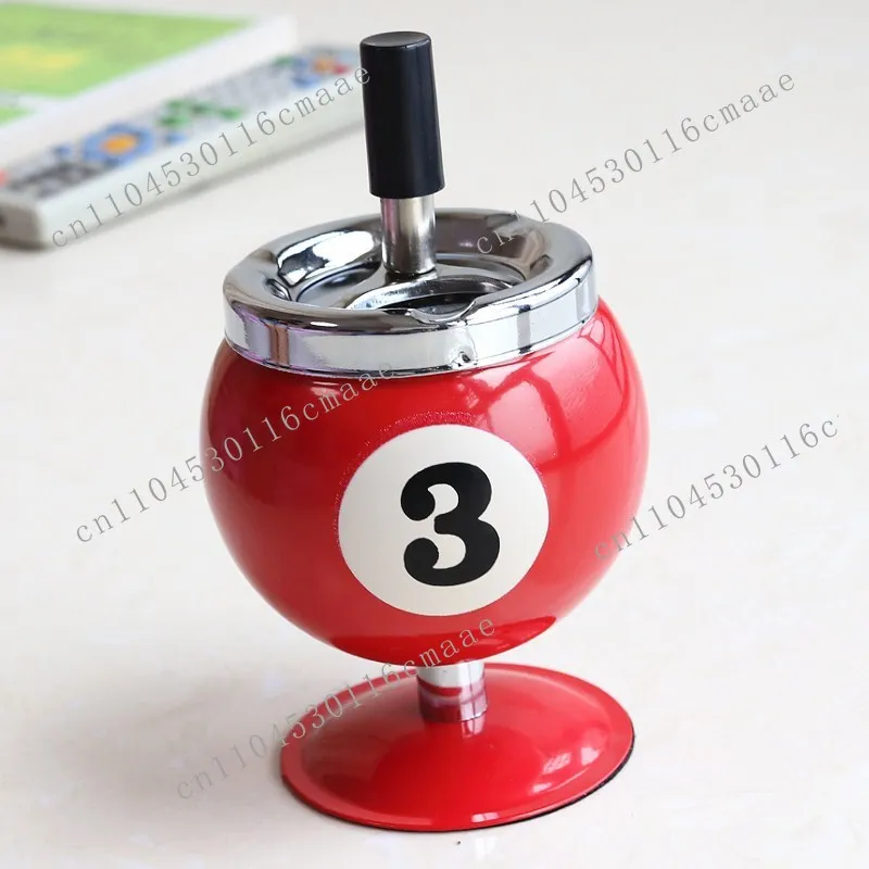 Hot Sale Creative Billiards Metal Ashtray With Cover Smoke Cup Anti-fly Ash Office Billiards Decorative Ashtray