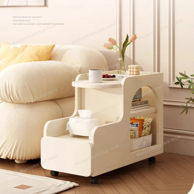 Cream Wind Sofa Side Side Side Cabinet Household Living Room Small Apartment Tea Cabinet Celebrity Movable Creative Trolley