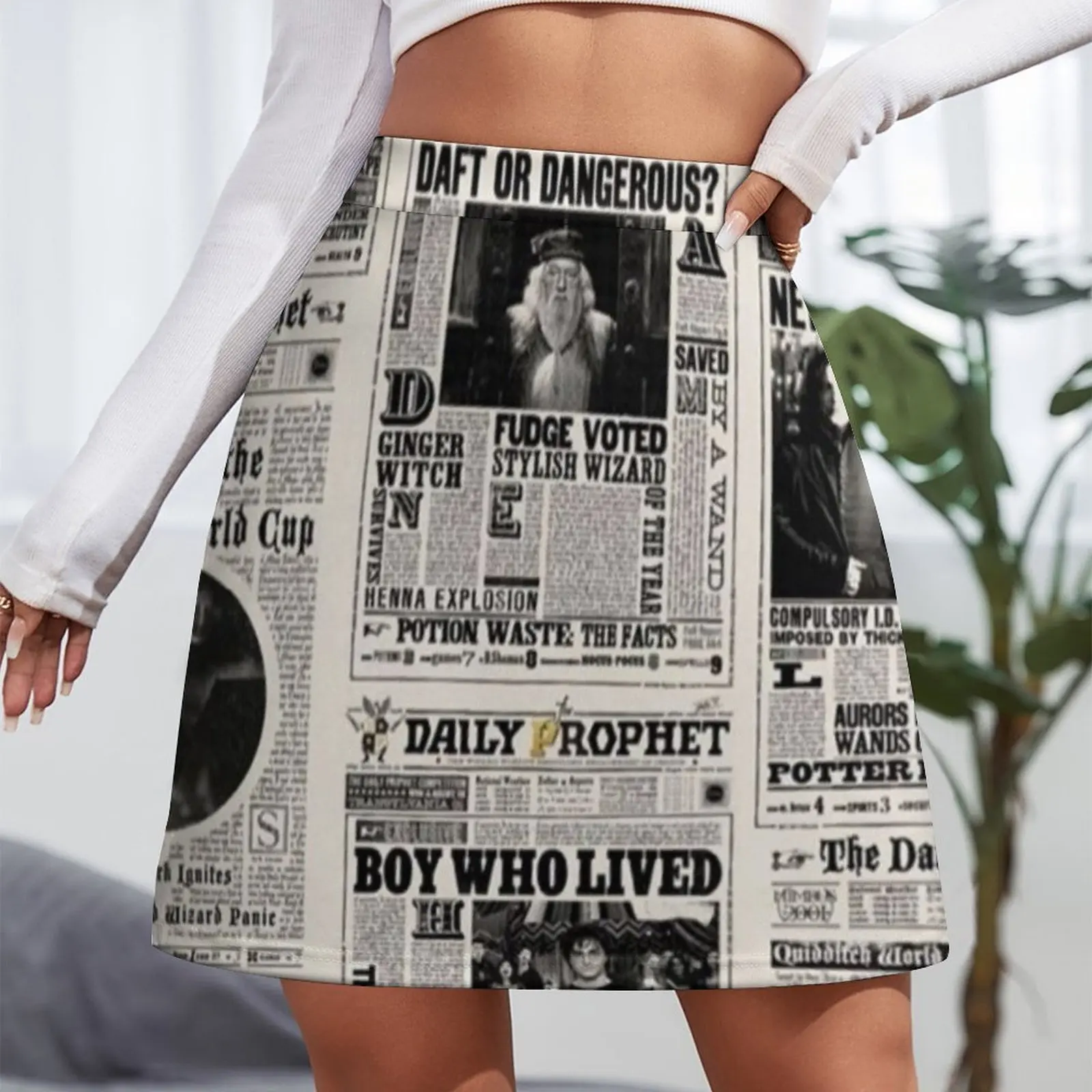 Newspaper Mini Skirt women's skirt 2023 trend chic and elegant woman skirt