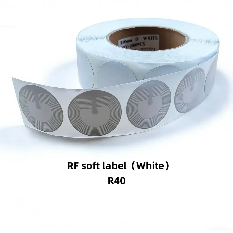

10000 Pieces/ctn RF 40R Round White Security Soft Label Anti-Theft EAS System for Retail Store