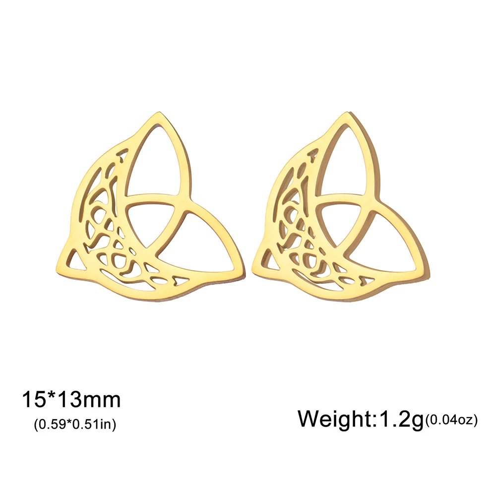 Dawapara Celtics Moon Stud Earrings Triangle Crescent Filigree Moon Earrings Irish Good Luck Stainless Steel Jewelry - view 6