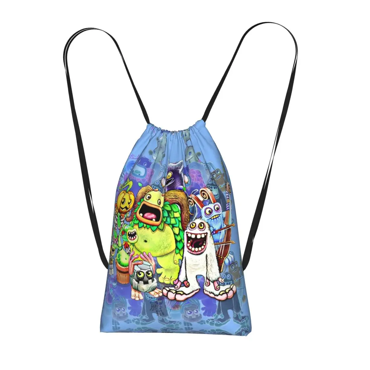 My Singing Monsters Characters Drawstring Backpack Sports Gym Bag Portable Travel Drawstring Bag for Men Women