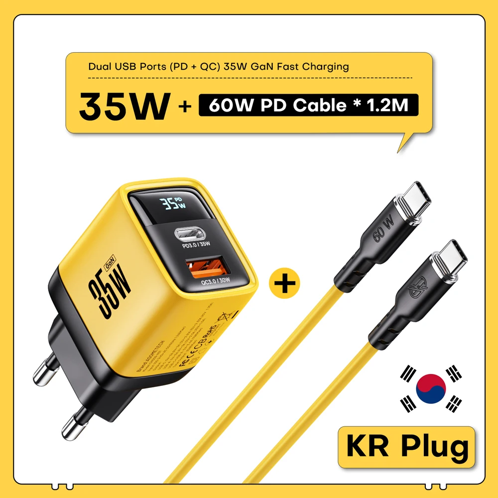 35 W GaN Ladegerät LED-Display USB-Ladegerät für IPhone 14 Pro Samsung Xiaomi IPad Pro PD 3.0 QC 3.0 Schnellladegerät USB C Schnellladung