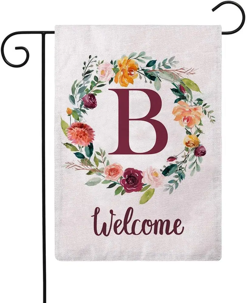 

ULOVE LOVE YOURSELF Letter B Садовый флаг с цветочным венком двусторонний принт Добро пожаловать в сад флаги для улицы дома двора флаги 12