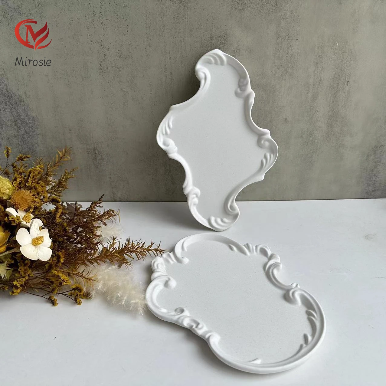 

Mirosie European Style Lace Tray Irregular Dish Plate Silicone Mold Gypsum Mold Silicone Mould Resin 3d Epoxy Resin Molds