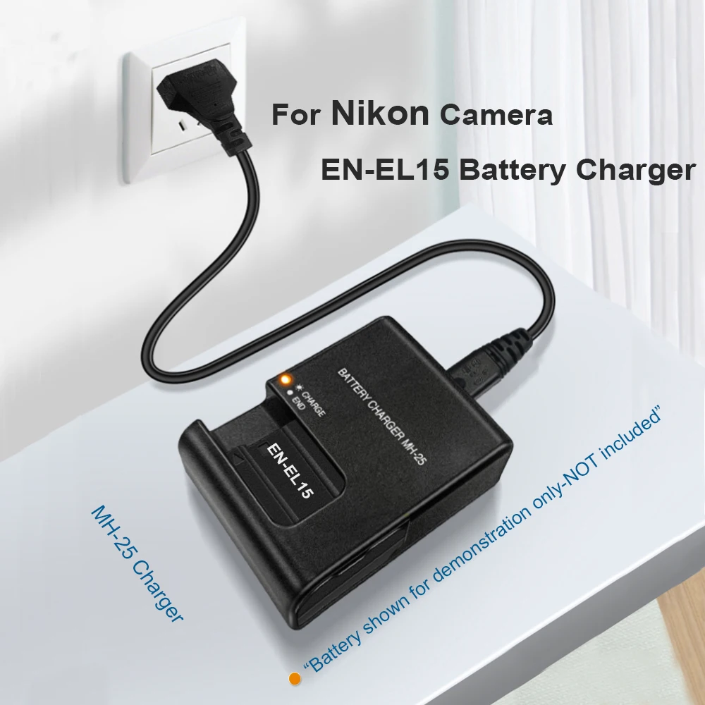 MH-25 MH-25A Charger for Nikon EN-EL15 EN-EL15B ENEL15C ENEL15 Compatibl D800 D810 D600 D500 D7000 D7200 D730 D750 V1 Cameras